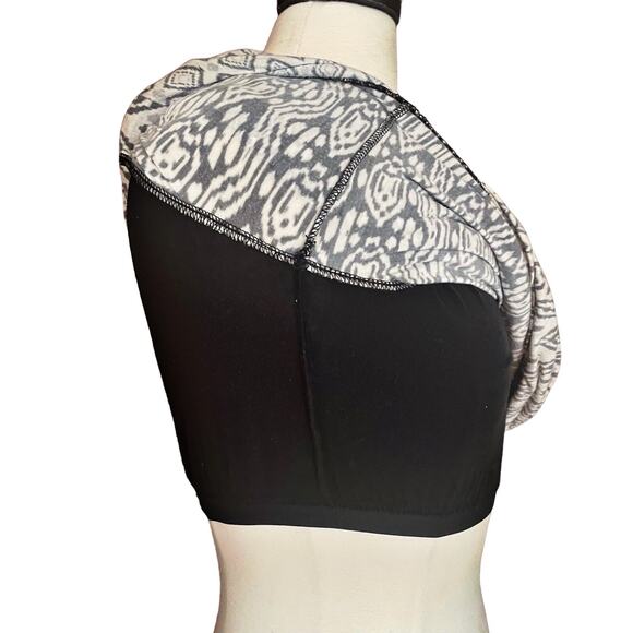 Athleta Midi Dress Sz M Tall Built in Bra Black Batik Print Modal Knit Empire - Picture 8 of 11